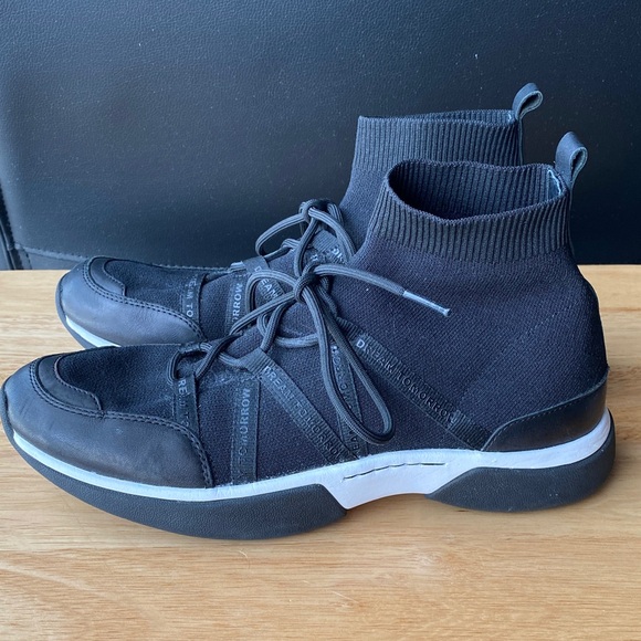 Maje Black Knit High-Top Sneakers - Picture 3 of 9